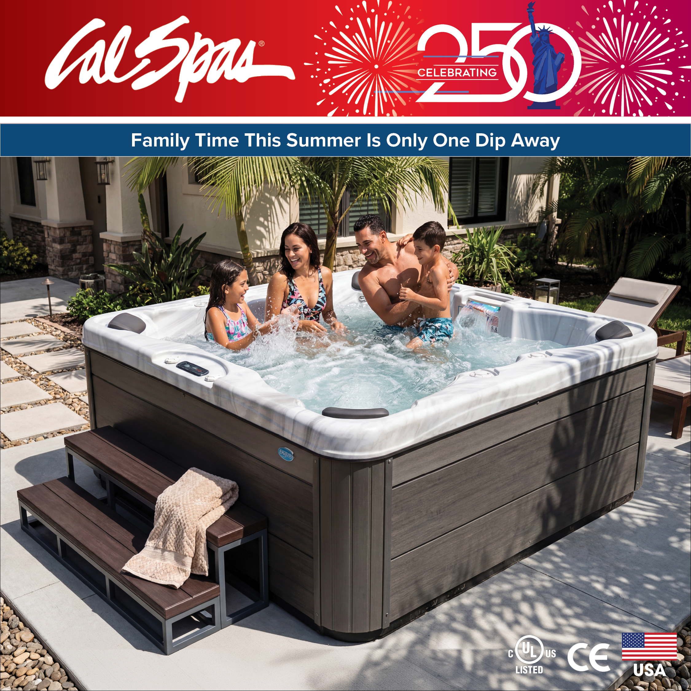 Calspas hot tub being used in a family setting - West New York